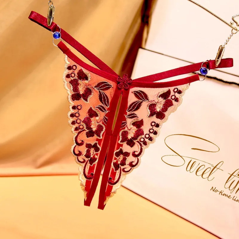 Трусики з розрізом з квітковим принтом універсальний бордовий Київ - фото 1