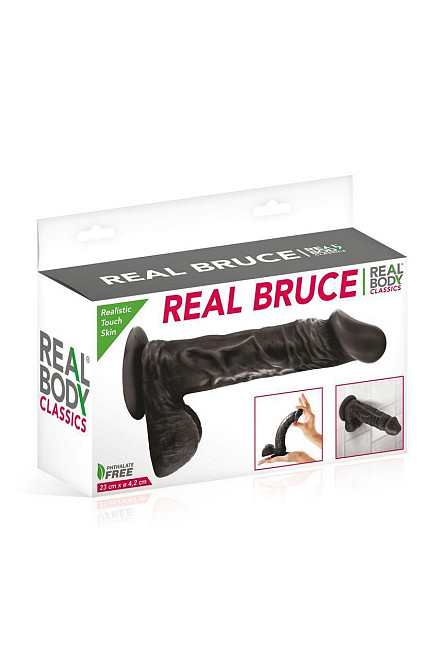 Фалоімітатор на присосці Real Body — Real Bruce Black, TPE, діаметр 4,2 см Sex Aura Київ - фото 3