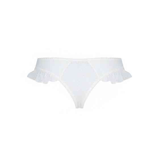 Трусики в горошок, з рюшами та шнурівкою Passion FATIN THONG L/XL, white Sex Aura Київ