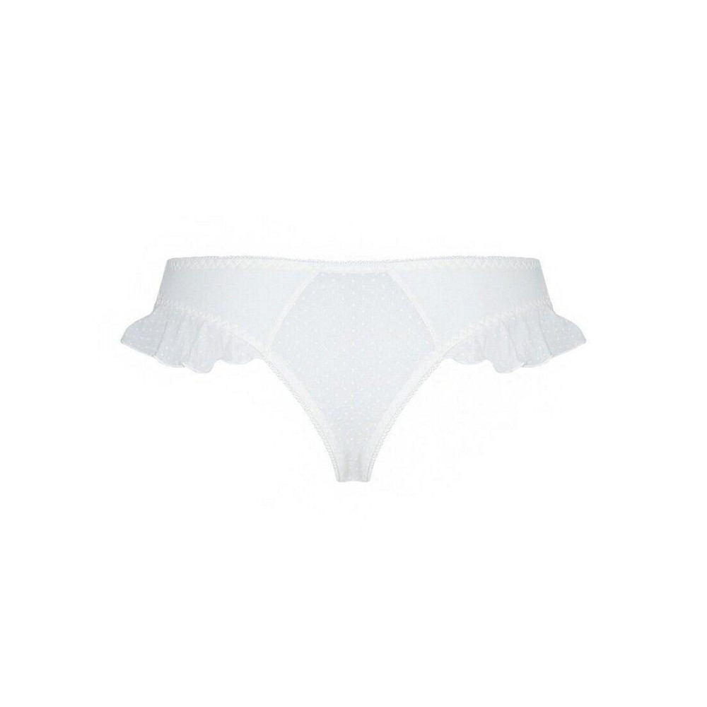 Трусики в горошок, з рюшами та шнурівкою Passion FATIN THONG L/XL, white Sex Aura Київ - фото 6