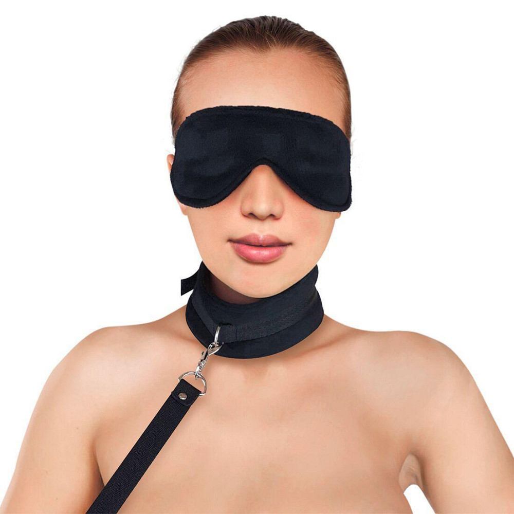 Набір нашийник з повідцем та маска Art of Sex – Soft Touch Light, чорний Sex Aura Київ - фото 1