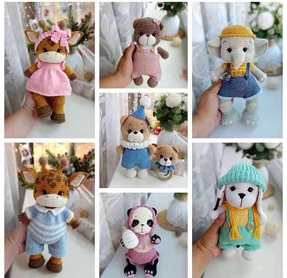 В наявності! В'язані іграшки, м'які іграшки, зайка, ведмедик, плюшеві Харьков