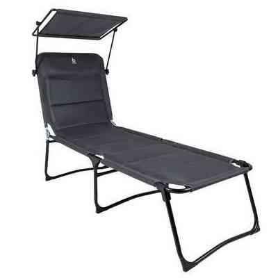 Розкладачка Bo-Camp Sun Lounger With Sunscreen 5 Positions Grey (1304492) (DAS303260) Вінниця
