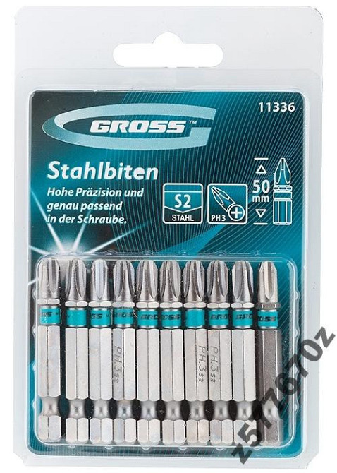 Набір біт РН3х50, сталь S2 (10 шт) GROSS Полтава - фото 1