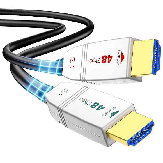 Оптический кабель 8K HDMI 10м, HDMI 2.1, 48Gbps, 8K@60Hz, 4K@120Hz, HDR, eARC, Dolby PS5 Xbox ПК ТВ проектор Киев