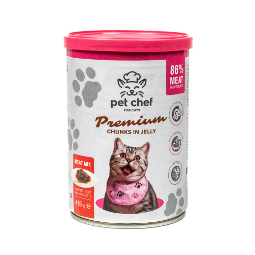Влажный корм для кошек Pet Chef кусочки в желе Мясной микс 415 г Киев - изображение 1