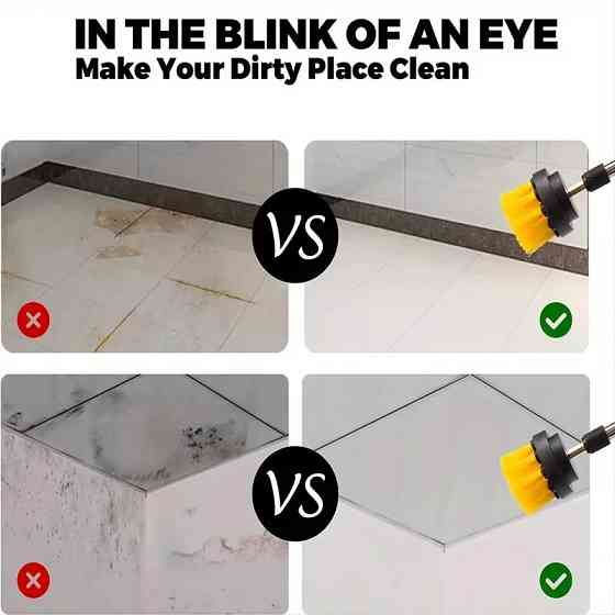 Набор из 3-х щеток для шуруповерта с удлиненной щеткой, Многоразовые, многоцелевые насадки для уборки кухни и Каменец-Подольский