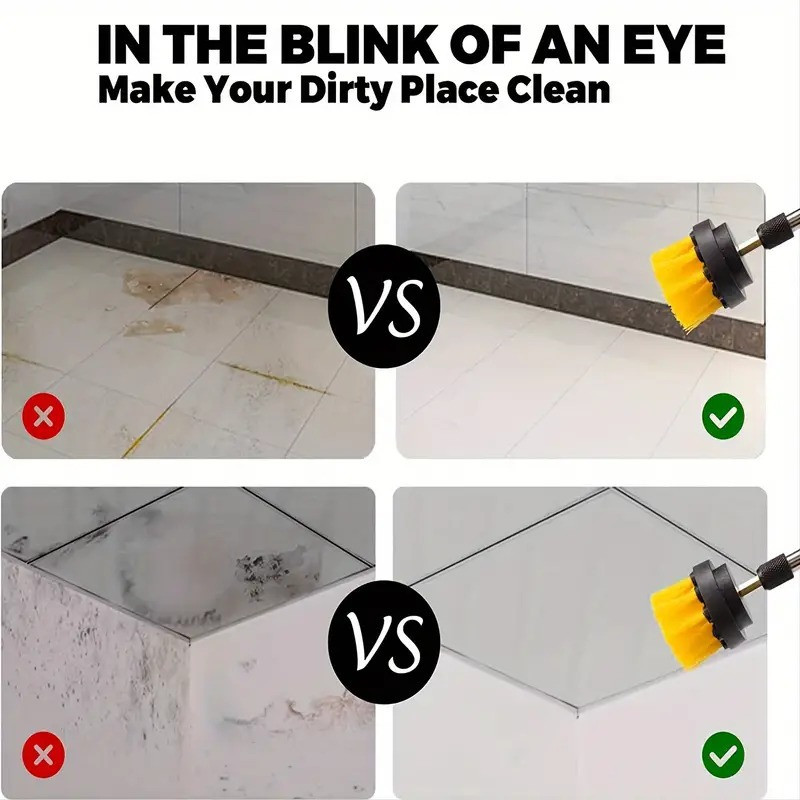 Набір з 3-х щіток для шуруповерта з подовженою щіткою, Багаторазові, багатоцільові насадки для прибирання кухні та ванни Кам'янець-Подільський - фото 2