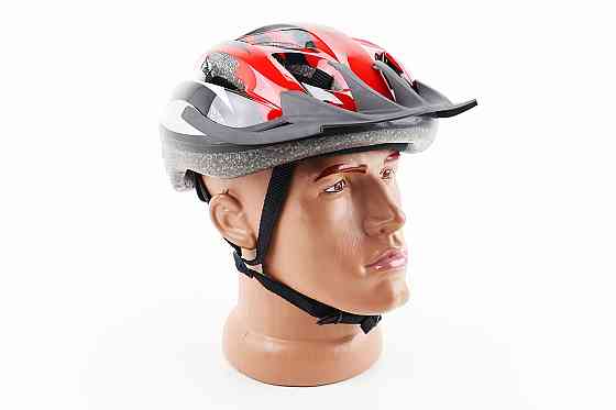 Шолом велосипедний M (54-57 см) знімний козирок, 12 вент. отворів, червоний MJ-004 Київ