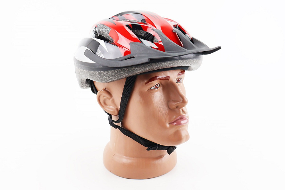 Шолом велосипедний M (54-57 см) знімний козирок, 12 вент. отворів, червоний MJ-004 Київ - фото 1