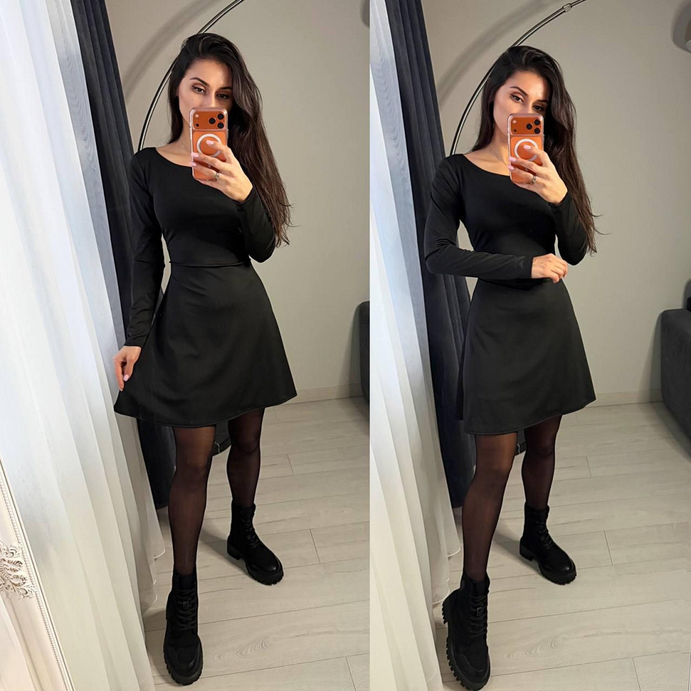 Жіноче романтичне плаття зі шнурівкою на спині мікродайвінг Чорний, 46/48 Одеса - фото 3