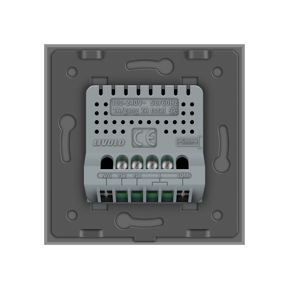 Розумний сенсорний ЕС вимикач 2 сенсори Livolo сірий скло (VL-M7FC2Z2-2IP) Коломыя - изображение 5