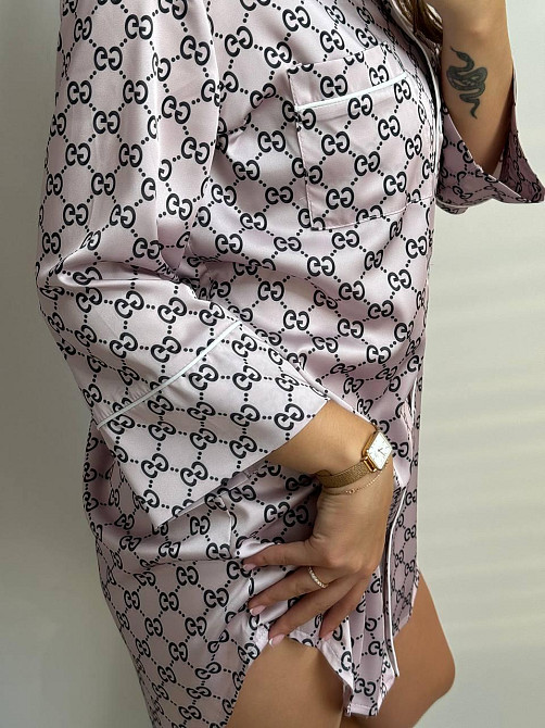 Женская ночная рубашка сатиновая Гуччи Пудровый M Харьков - изображение 6