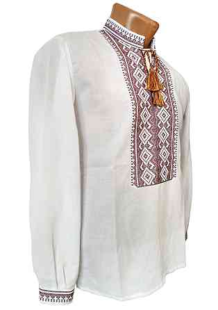 Чоловіча сорочка-вишиванка коричневий орнамент Київ