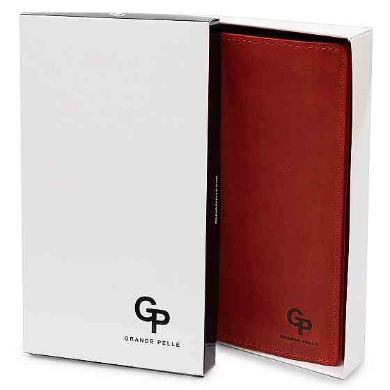 Кожаное женское матовое портмоне Красный (GRANDE PELLE) Киев