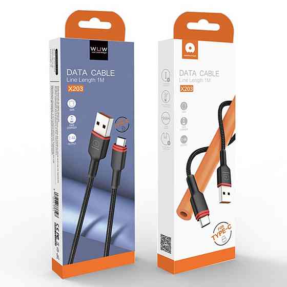 Кабель WUW-X203 USB Type-C 2,4A 1m black (6972573336203) Київ