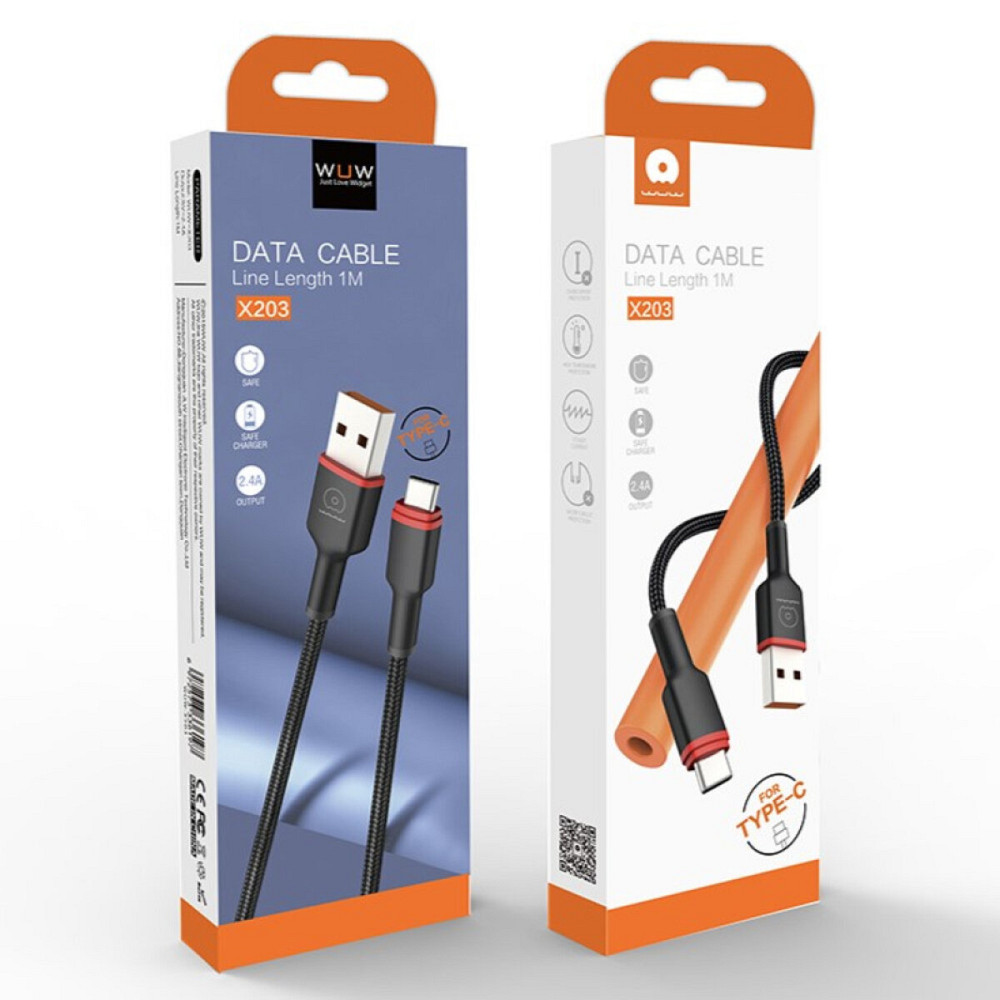 Кабель WUW-X203 USB Type-C 2,4A 1m black (6972573336203) Київ - фото 4