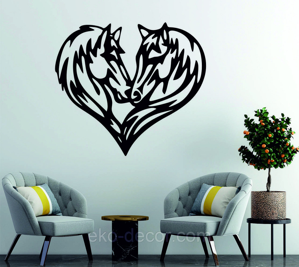 Декоративное настенное Панно «Кони», Декор на стену 70*62 см, Черный Киев - изображение 2