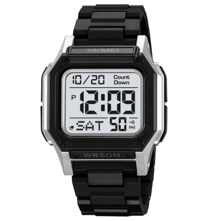 Часы мужские спортивные наручные Skmei 2264 Ч/б с серебристым корпусом Винница