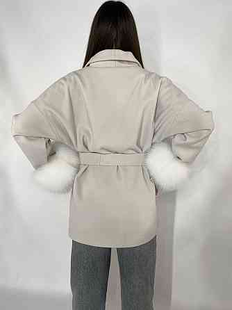 Стильне жіноче пальто з хутром Молочний, M-L Харків