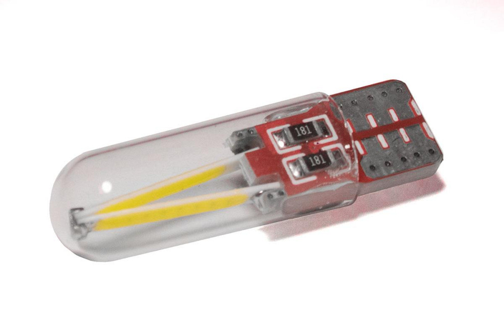 Светодиодная лампа StarLight T10 1 диод 12V COB 1W WHITE мультиполярная / стеклянная колба / печатная плата RED Харьков - изображение 1