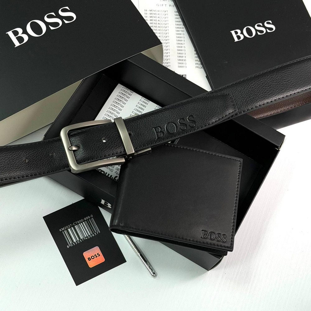 Набор ремень и кошелек на подарок Boss (208) Киев - изображение 1
