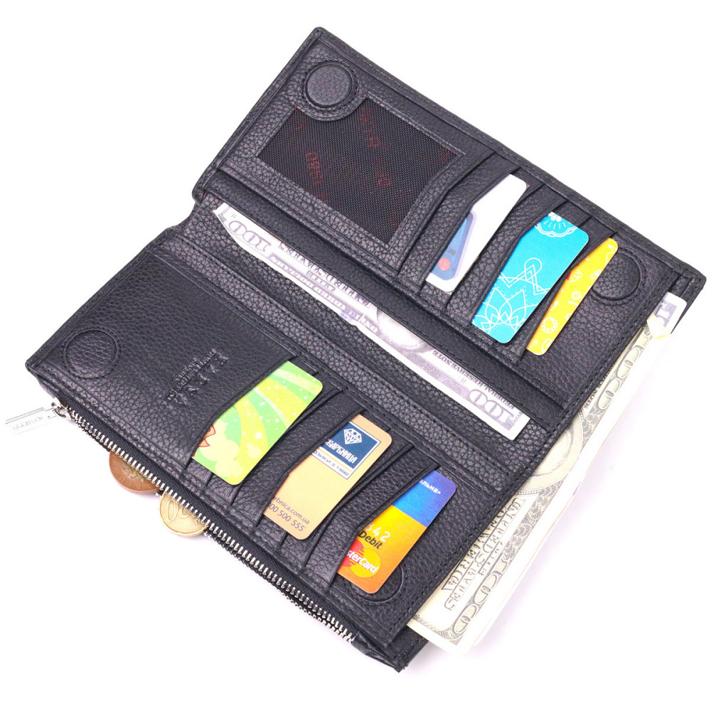 Класичне чоловіче вертикальне портмоне з натуральної шкіри KARYA 21422 Чорний Київ - фото 7