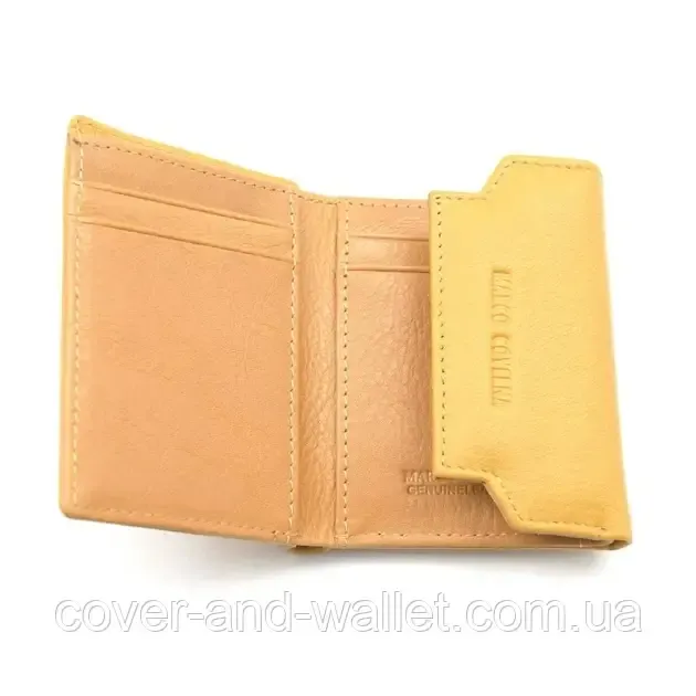 Компактний шкіряний жіночий гаманець жовтого кольору на магнітах Marco Coverna Київ - фото 7