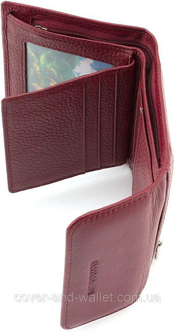 Маленький женский кожаный кошелек под карточки бордоввого цвета ST Leather 2047A Киев - изображение 7
