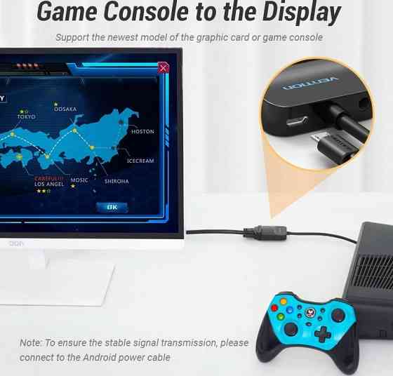 Адаптер HDMI-VGA с аудио и USB, 0.15м, черный Киев