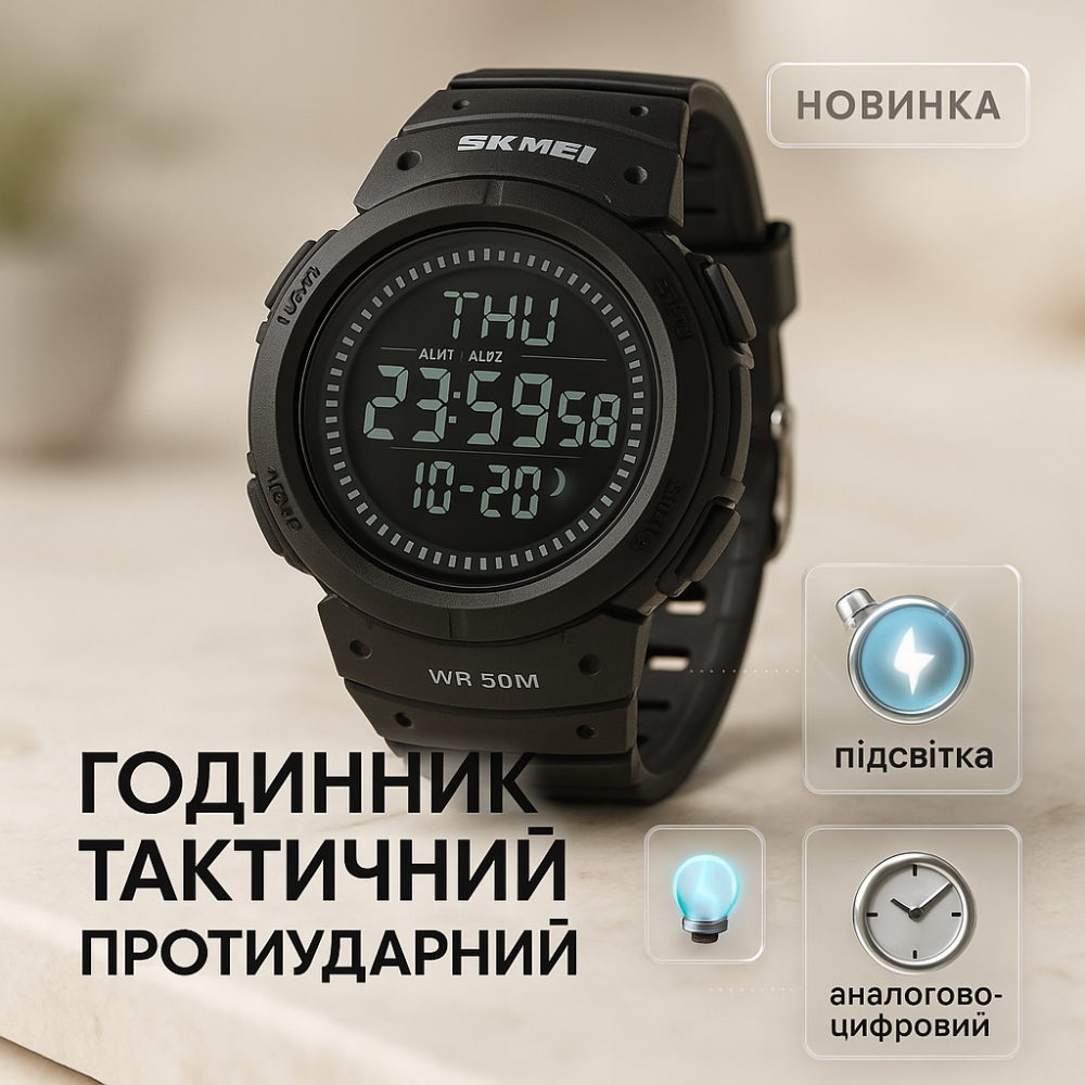 Наручний годинник чоловічий тактичний чоловічий SKMEI, Водонепроникний наручний годинник для чоловіка OF-16 Львів - фото 15