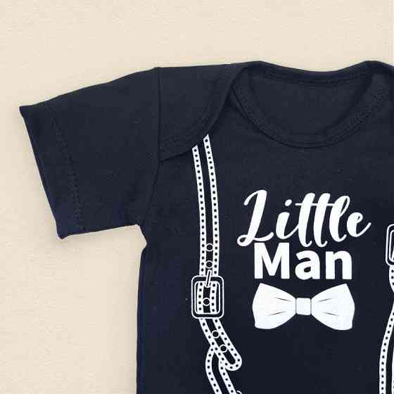 Боді для хлопчика зі принтом Little Man зріст 68 см (3 - 6 місяців) Malena Чорний Кривий Ріг