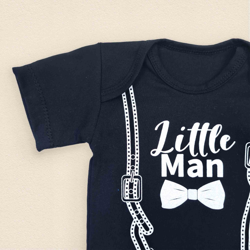 Боді для хлопчика зі принтом Little Man зріст 68 см (3 - 6 місяців) Malena Чорний Кривий Ріг - фото 2