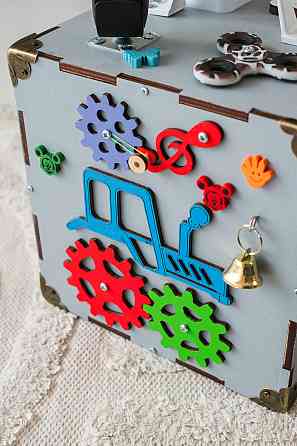 Маленький Бізікуб 23*23*23 Сірий дитячий куб Бізікуб для хлопчика Бізіборд Київ