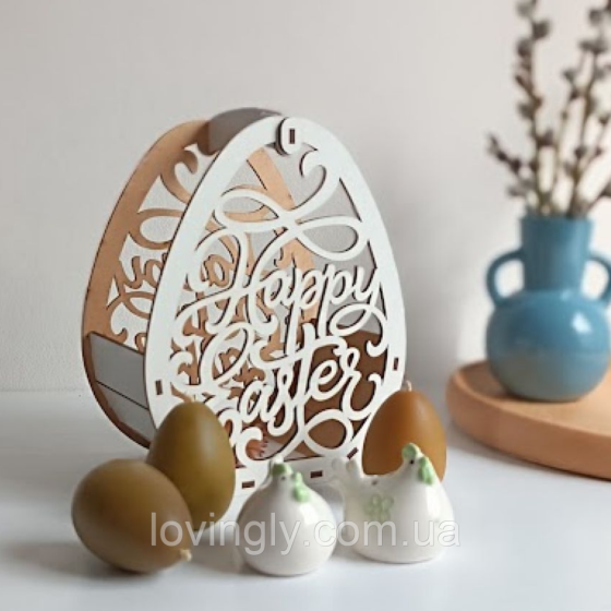 Пасхальный подарочный набор из 6 предметов в деревянной корзине. Ирпень