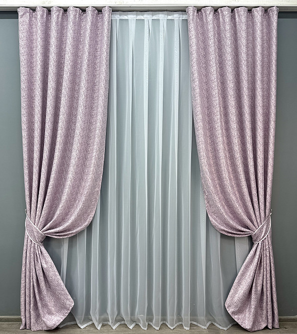 Комплект готовых штор VR-Textil Софт № 1729ш Фуксия с белым 150х270 см 2 шт (33-0648) Киев - изображение 2