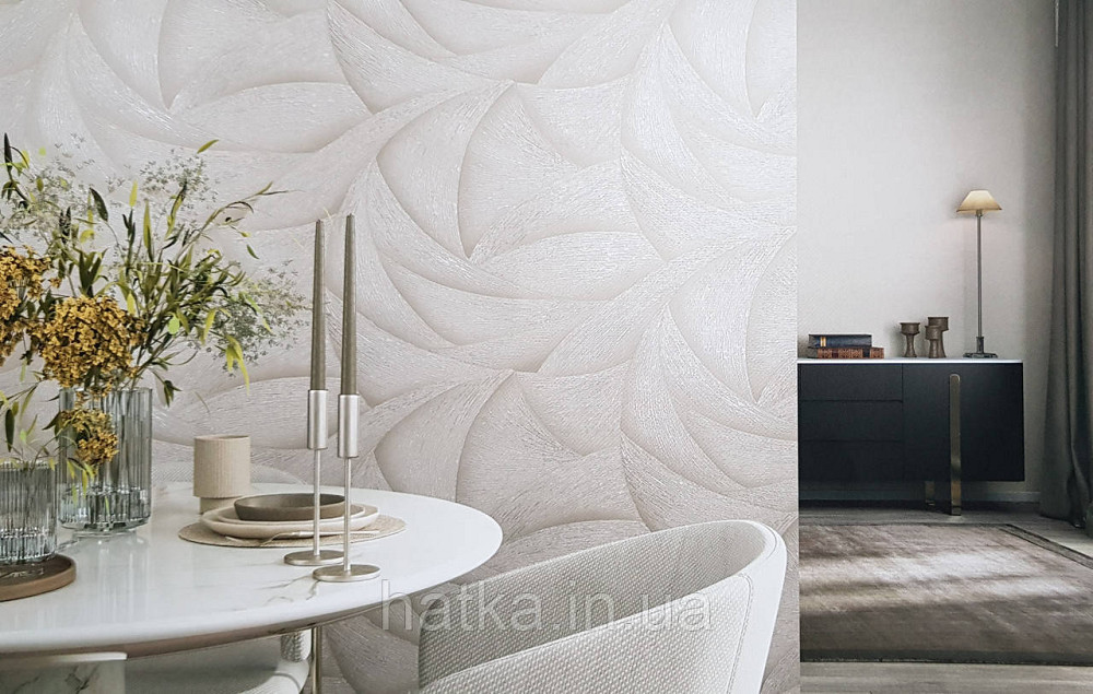 Шпалери вінілові на флізеліні Ritus Marburg метрові геометрія смуги фігури 3д світло-сірі сріблясті Київ - фото 1