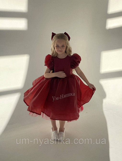 Бордовое платье пышное из шифона с бантом Кривой Рог - изображение 2