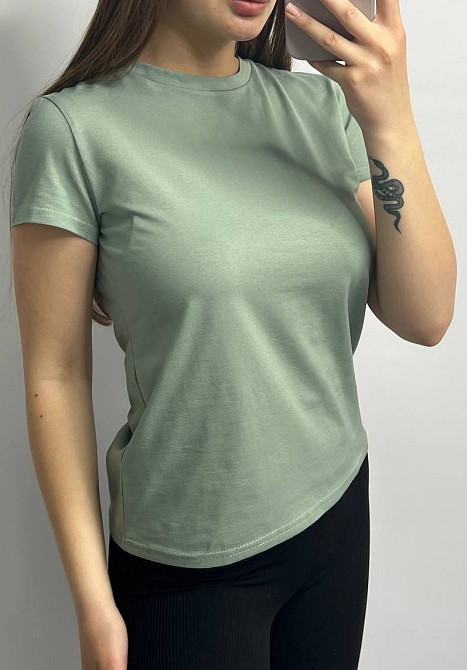 Базовая футболка женская удлиненная Фисташковый XL Харьков - изображение 3