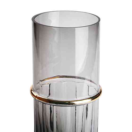 Серая ваза для цветов с золотым ободком 25 см Киев