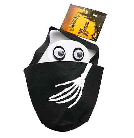 Сумка з фетру Скелет для цукерок на Хелловін 22х16см чорний Київ