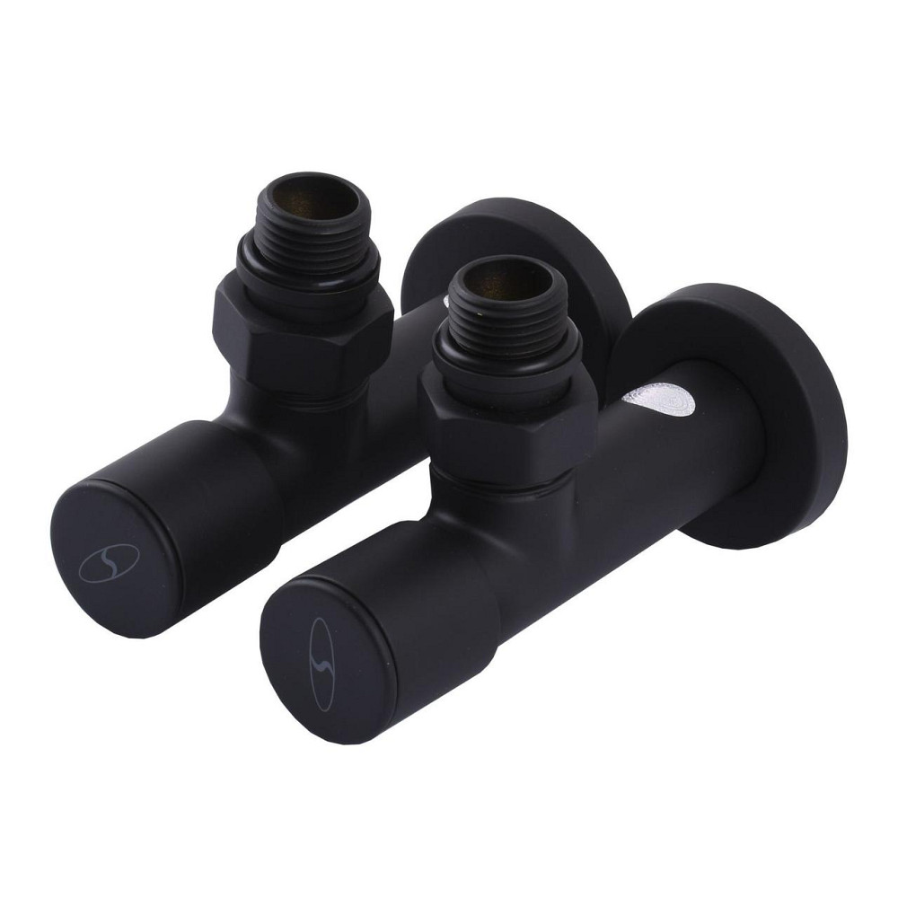 Набор Кран вентильный угловой с американкой SOLOMON LUX 1/2″ 7777 (2шт.) BLACK (1уп) Киев - изображение 1