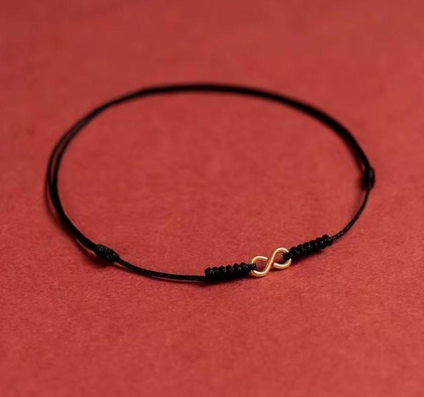 Браслет нескінченність на шнурку чорний, регульований мінімалістичний браслет Київ - фото 2