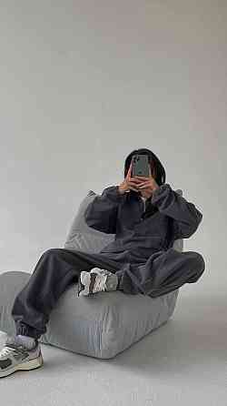 Жіночий стильний теплий флісовий костюм-двійка, двосторонній фліс. Графіт, 42/46 Одеса