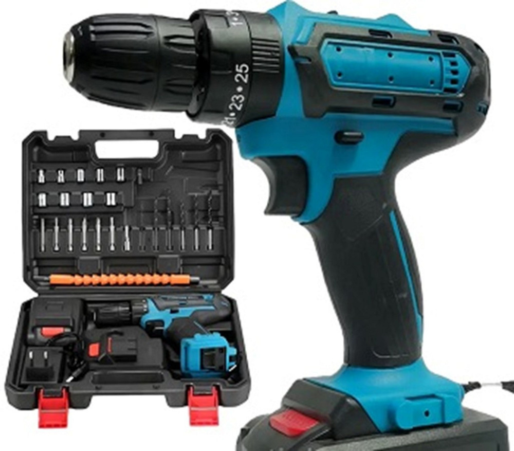 Аккумуляторный шуруповерт Lithium 21V + 2 аккумулятора + кейс + набор инструментов Винница - изображение 1