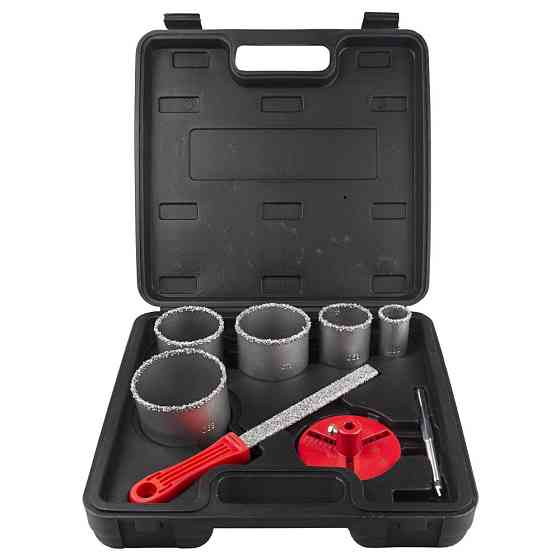 Коронки кільцеві з вольфрамовим напиленням Ø33, 53, 67, 73, 83 мм + основа зі свердлом (кейс) SIGMA (1512081) Київ