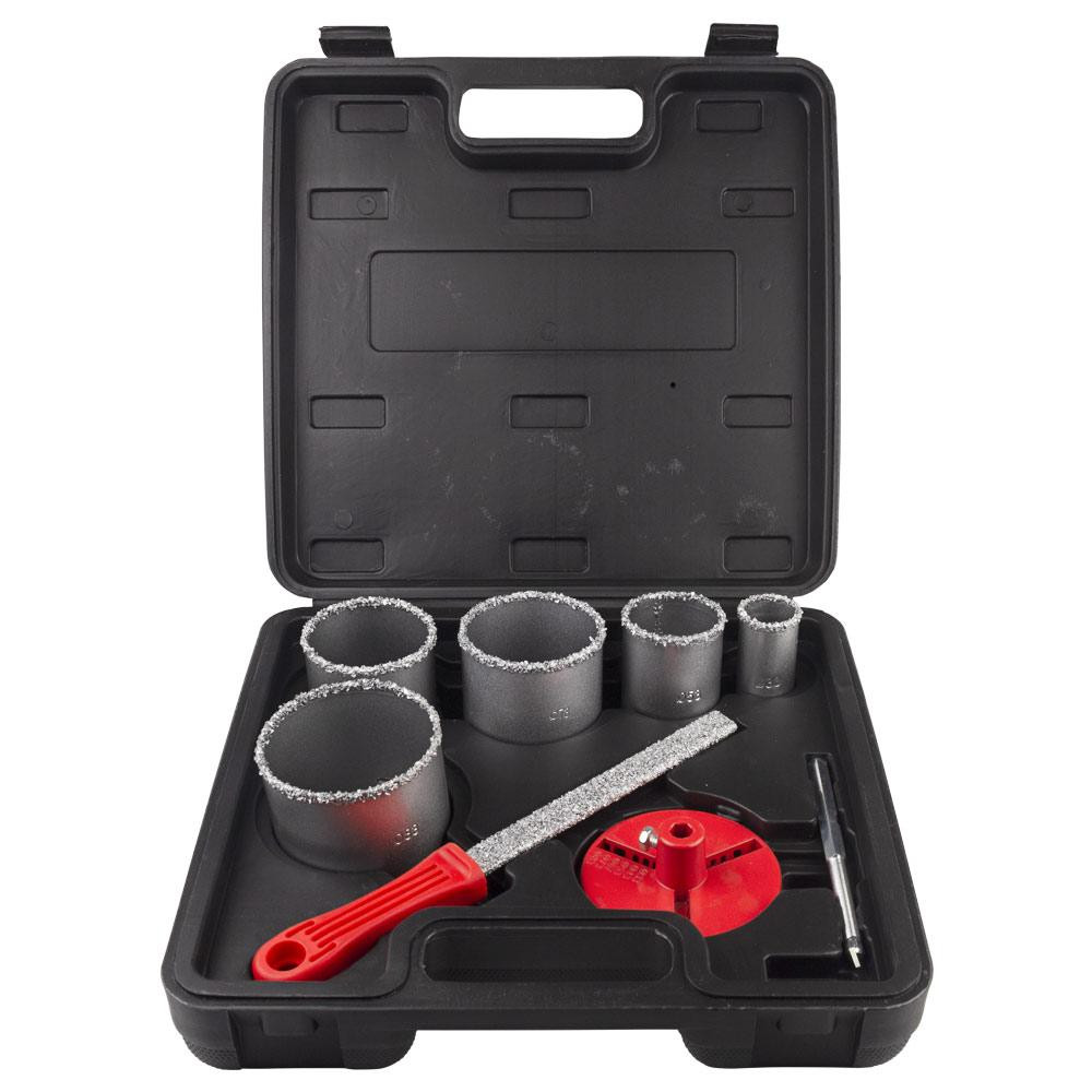 Коронки кольцевые с вольфрамовым напылением Ø33, 53, 67, 73, 83 мм + основание со сверлом (кейс) SIGMA (1512081) Киев - изображение 1