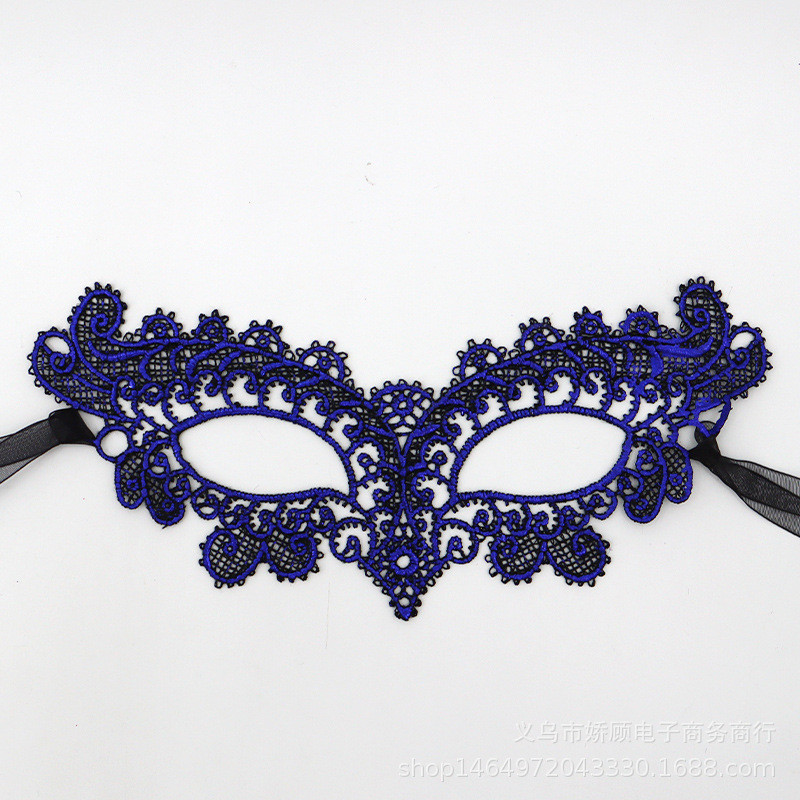 Маска маскарадна із мережива 22 на 7 см синій Київ - фото 3