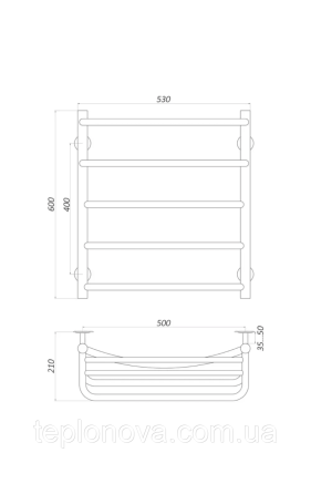 Полотенцесушитель Нержавейка UNIO 600x530-5 Оливия с полкой Черновцы