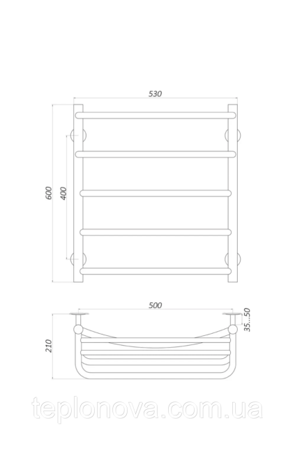 Полотенцесушитель Нержавейка UNIO 600x530-5 Оливия с полкой Черновцы - изображение 4